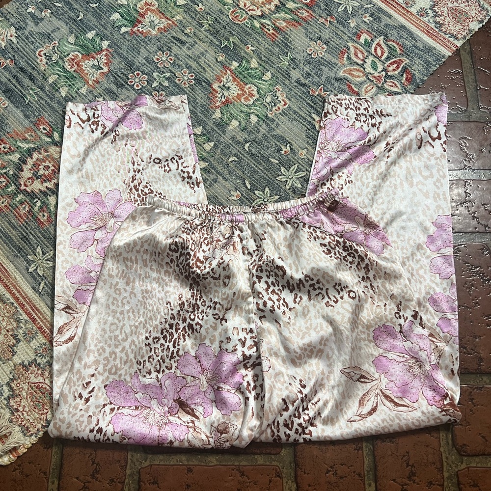 Leopard cheetah floral elastic waistband pajama bottoms